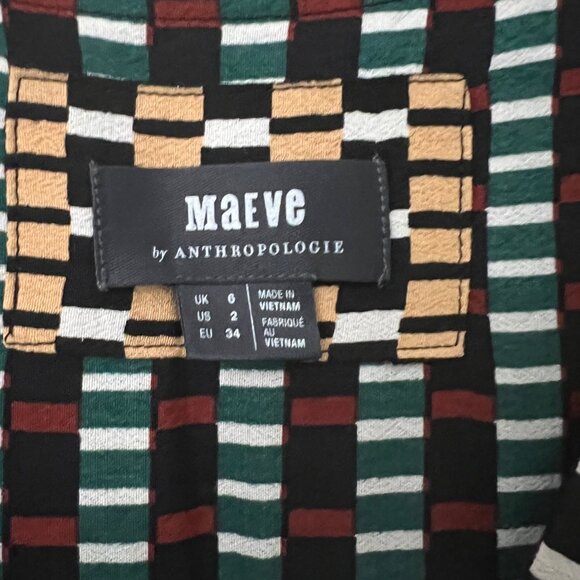 Maeve by Anthropologie Multicolor Geometric Long Sleeve Tunic Dress Size 2 - Picture 4 of 8